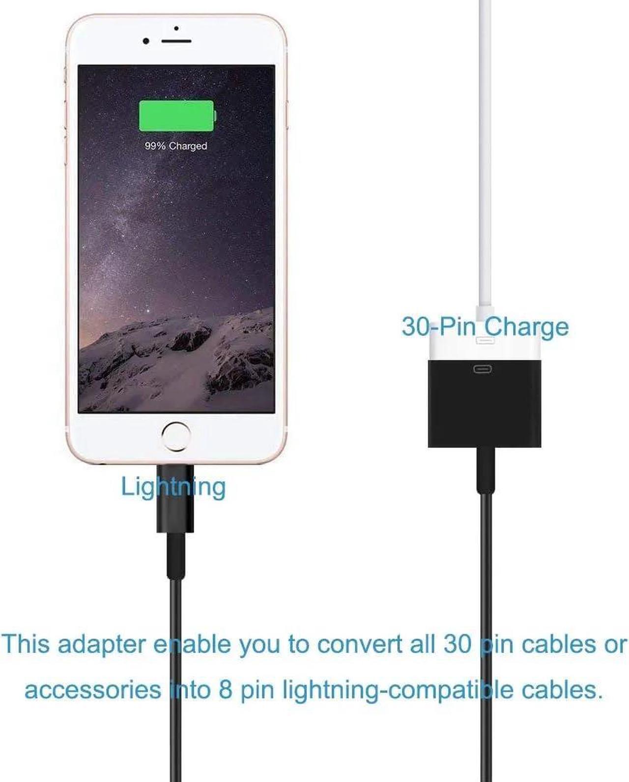 Alt view image 4 of 7 - DIXSG 8-Pin Male to 30-Pin Female Adapter Converter Charging Data Sync Cable Connector Compatible with Old iOS phone(No Audio) Black
