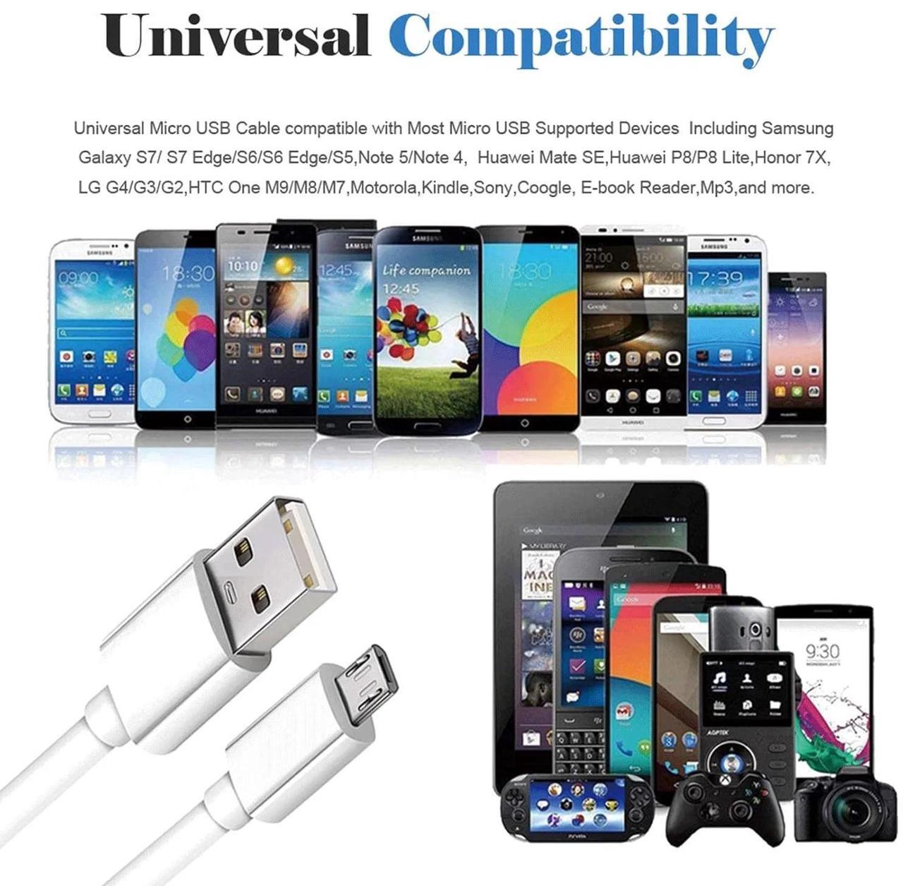 Alt view image 2 of 7 - DIXSG 10FT Long Android Charger Cable Fast Charge,USB to Micro USB Cable White,Micro USB 2.0 Cable for Samsung Charger Cord Tablet Galaxy 7 S7 S6 Edge LG Phone,Charging Wire for Kindle Fire