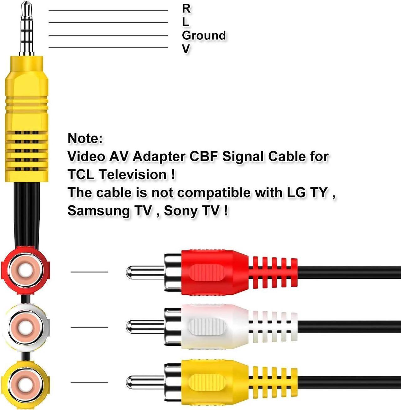 Alt view image 3 of 5 - DIXSG Replacement for TCL TV Video AV Component Adapter Cable,3.5mm to 3 RCA AV Input Adapter CBF Signal RCA Conversion Cable