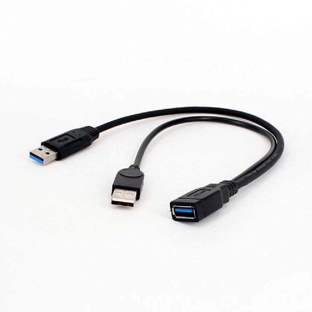 Alt view image 7 of 7 - DIXSG USB 3.0 Female to Dual USB Male Extra Power Data Y Extension Cable Splitter Adapter for 2.5" Mobile Hard Disk Black