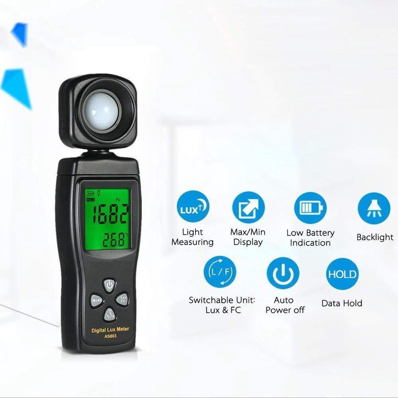 Alt view image 3 of 4 - DIXSG Digital Lux Meter, Illuminometer, Photometer, 0200,000 Lux Measure Range, Lux/FC Unit Selection for Homes, Agriculture, Warehouses, Farms, Stage, Stadiums