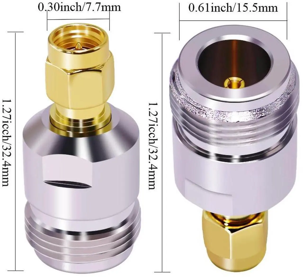 Alt view image 3 of 6 - DIXSG 2PCS N Type Female to SMA Male Coaxial Adapter SMA to N Coax Connector