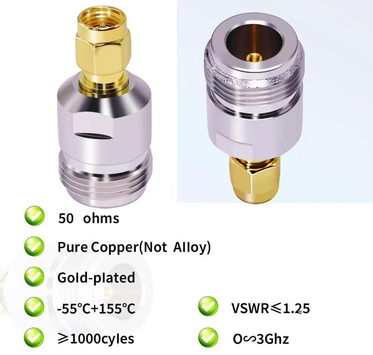 Alt view image 4 of 6 - DIXSG 2PCS N Type Female to SMA Male Coaxial Adapter SMA to N Coax Connector
