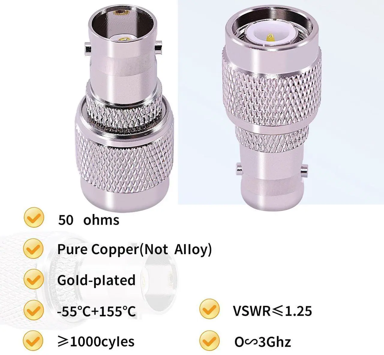 Alt view image 4 of 6 - DIXSG 2PCS BNC Female to TNC Male Coax Adapter,TNC to BNC Coaxial Connector