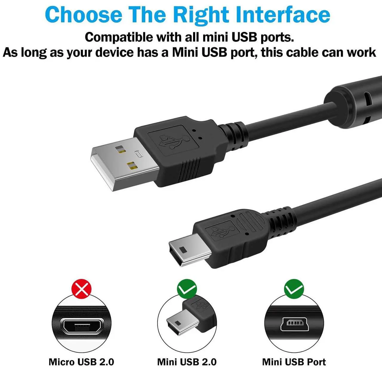 Alt view image 3 of 6 - DIXSG 5Ft USB Charger Charging Cable Cord Compatible TI-84 Plus CE Graphing Calculators, TI-Nspire CX/CX CAS, TI84 Plus CE Color/C Silver Calculators