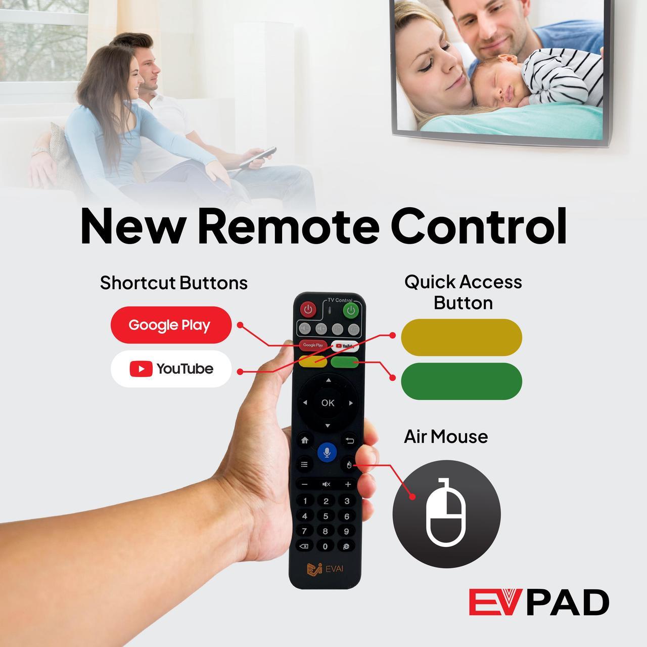 Alt view image 6 of 7 - EVPAD11P Android TV Box  4GB RAM 64GB Storage, 8K UHD Output, Wi-Fi 6, Gigabit LAN, Voice Remote  2025 Global Version