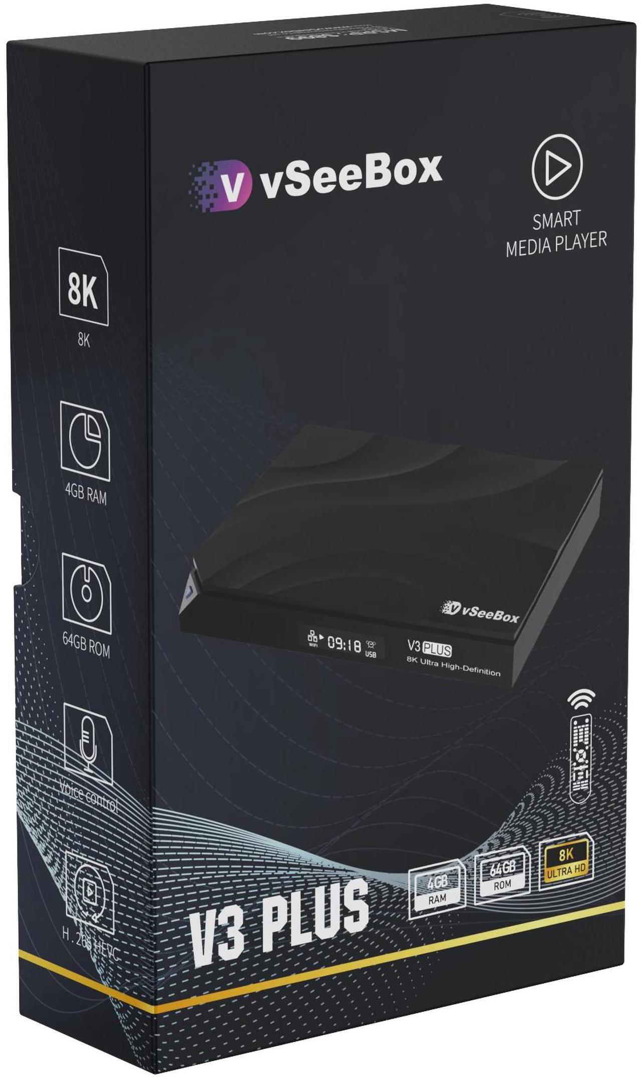 Alt view image 2 of 6 - VseeBOX V3 Plus Version Voice Control, 8K HDMI&Ethernet Cable, Android 11, 4GB RAM, 64GB Storage , (Easy Setup, Lifetime Tech Support)