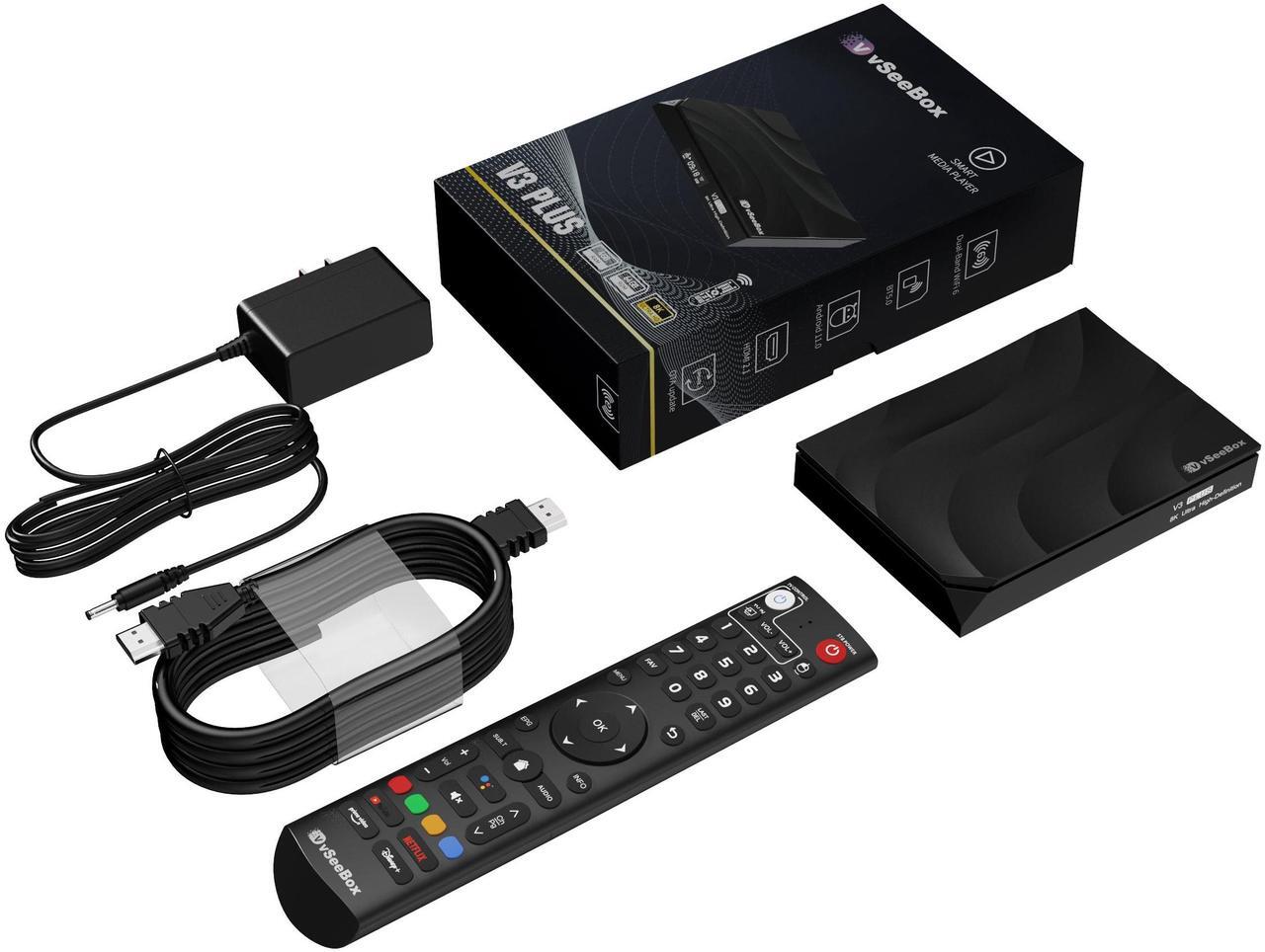 Main image of VseeBOX V3 Plus Version Voice Control, 8K HDMI&Ethernet Cable, Android 11, 4GB RAM, 64GB Storage , (Easy Setup, Lifetime Tech Support)