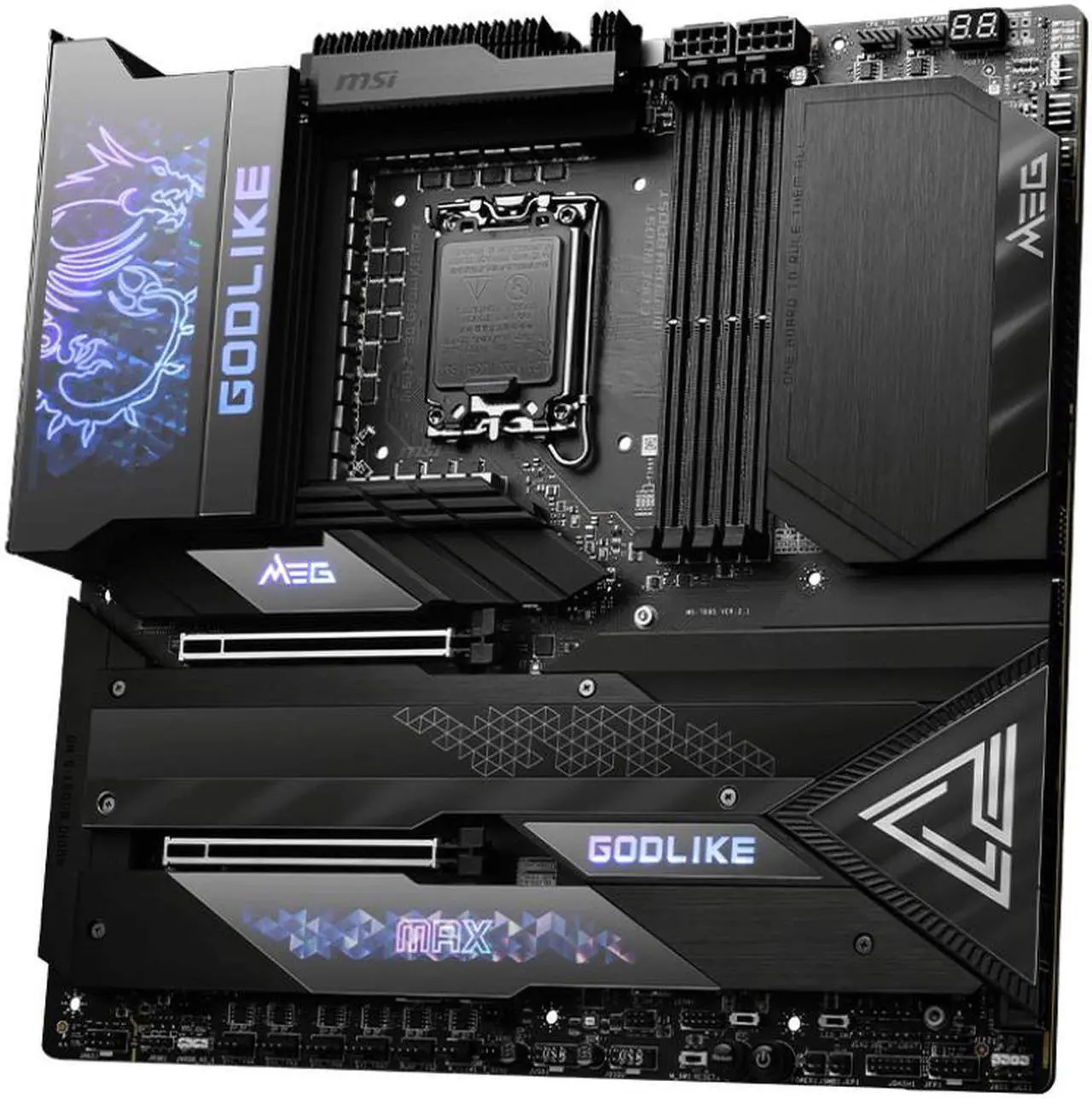 Alt view image 2 of 4 - MSI MEG Z790 GODLIKE MAX LGA 1700 Intel Z790 SATA 6Gb/s Extended ATX DDR5 PCI-E x16 slot  M.2 2.5Gbps LAN Wi-Fi 7 Bluetooth Motherboard