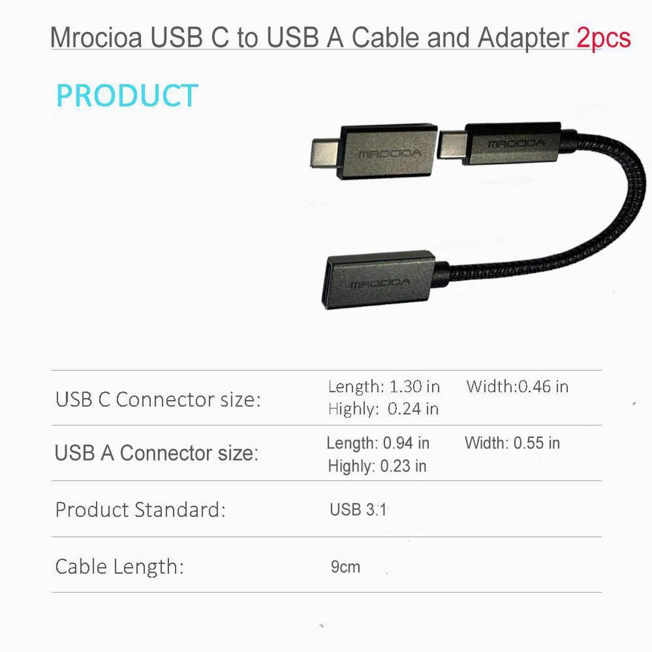 Alt view image 4 of 4 - Mrocioa USB C to USB Adapter 2Pack , USB C to USB 3.0 Cable, USB C  to USB Female Adapter Compatible for iPhone 15 Pro/Max, MacBook Pro/Air, iPad, iMac and More