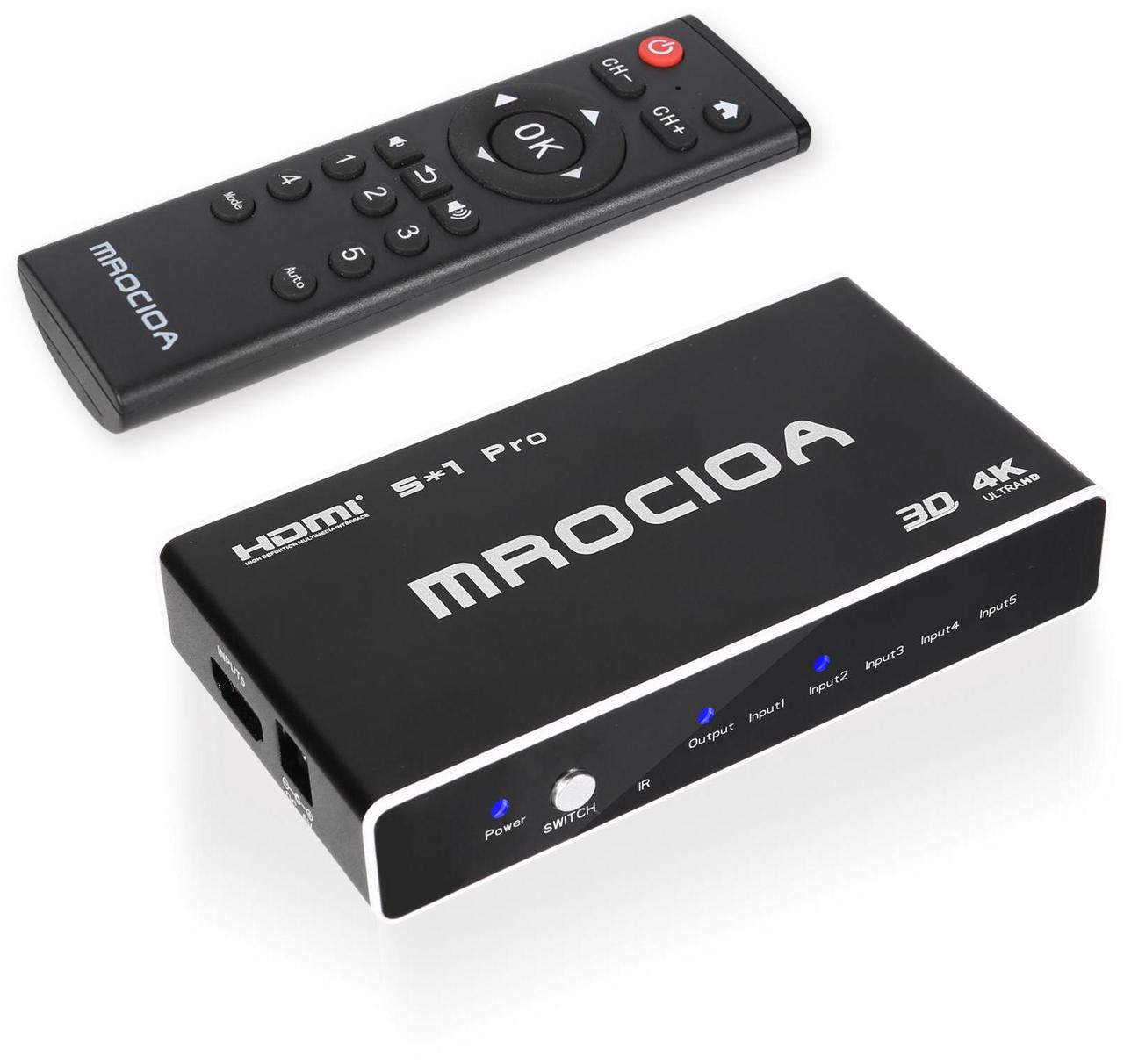 Main image of Mrocioa 4K 60Hz HDMI Switch with ARC, 4k HDMI Splitter, Mrocioa 5port HDMI 2.0 Switch Box with IR Remote for PS5/ XBOX / HDTV/Projector Etc