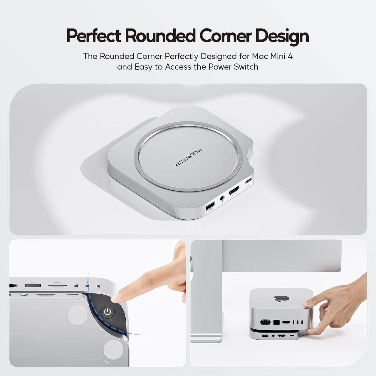 Alt view image 7 of 7 - PULWTOP Mac mini M4 Hub Stand with 4TB M.2 SSD Enclosure (SSD NOT Included), Mac mini M4/ M4 Pro Dock with HDMI 4K 60Hz, 2024 MacMini USB C Hub Accessories, 3 USB A 2.0, SD/TF Card Slots, 3.5mm Audio