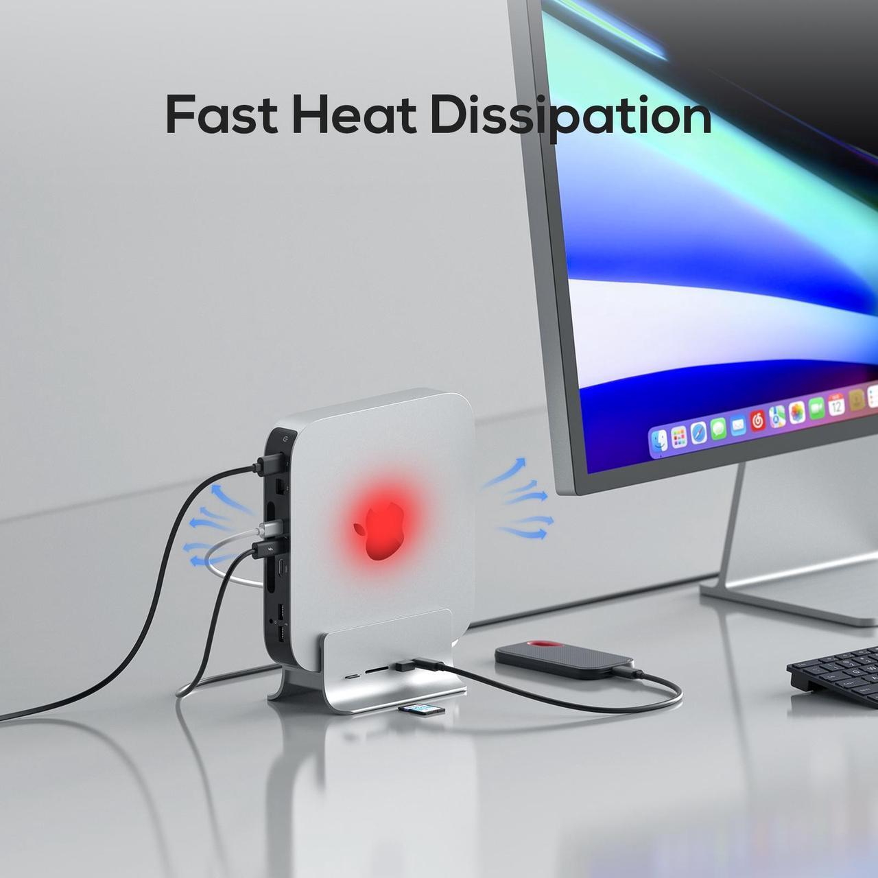 Alt view image 4 of 7 - PULWTOP USB C Hub for Mac Mini, 5 in 1USB Hub Adapter Support M.2 NVMe SSD Expand, Docking Station with 2 USB C 10Gbps, SD/TF Card Reader, M.2 SSD (Not Included)
