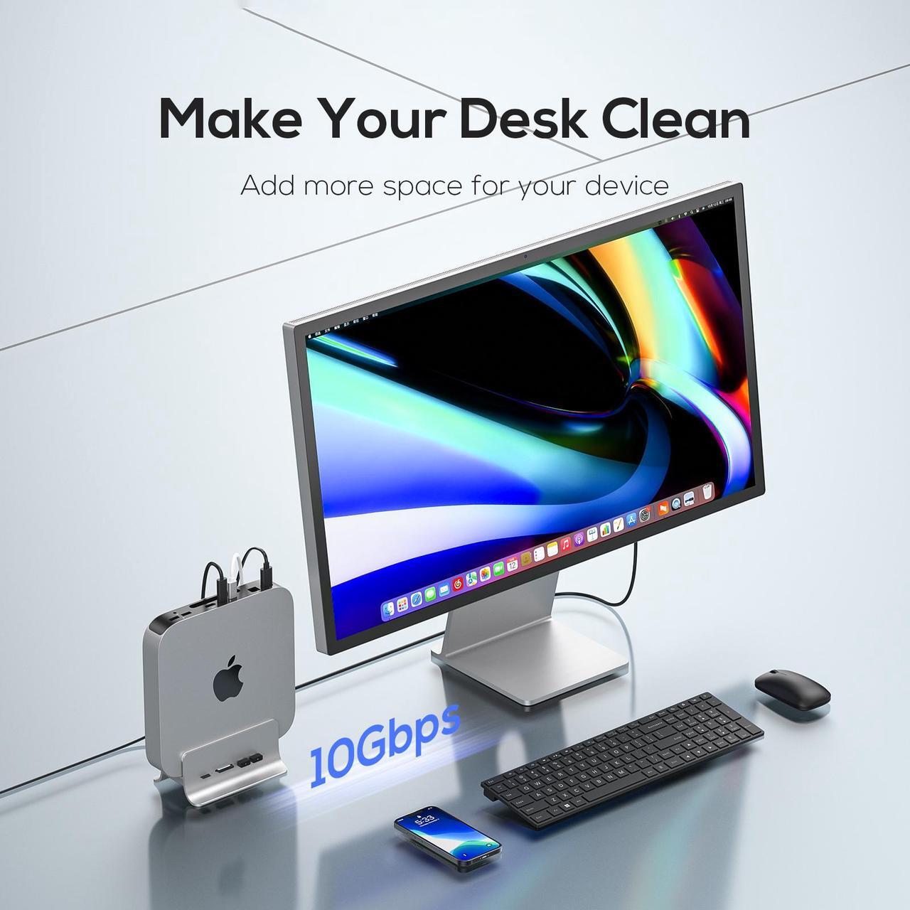 Alt view image 6 of 7 - PULWTOP USB C Hub for Mac Mini, 5 in 1USB Hub Adapter Support M.2 NVMe SSD Expand, Docking Station with 2 USB C 10Gbps, SD/TF Card Reader, M.2 SSD (Not Included)