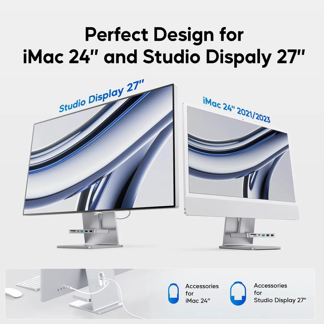 Alt view image 3 of 7 - PULWTOP USB C Hub for iMac - 10Gbps NVMe SATA SSD, USB A/C 10Gbps, 2USB A 2.0, SD/TF for iMac 24 inch & Studio Display 2