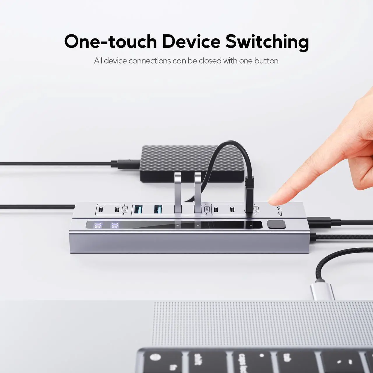 Alt view image 6 of 7 - PULWTOP 9-in-1 USB 3.2 Data Hub, Power Adapter NOT Included, Powered USB C Hub with 3 x USB-C 10Gbps, 4 x USB-A 5Gbps and 2 x 24/45W Type-C PD Charging Ports USB Hub