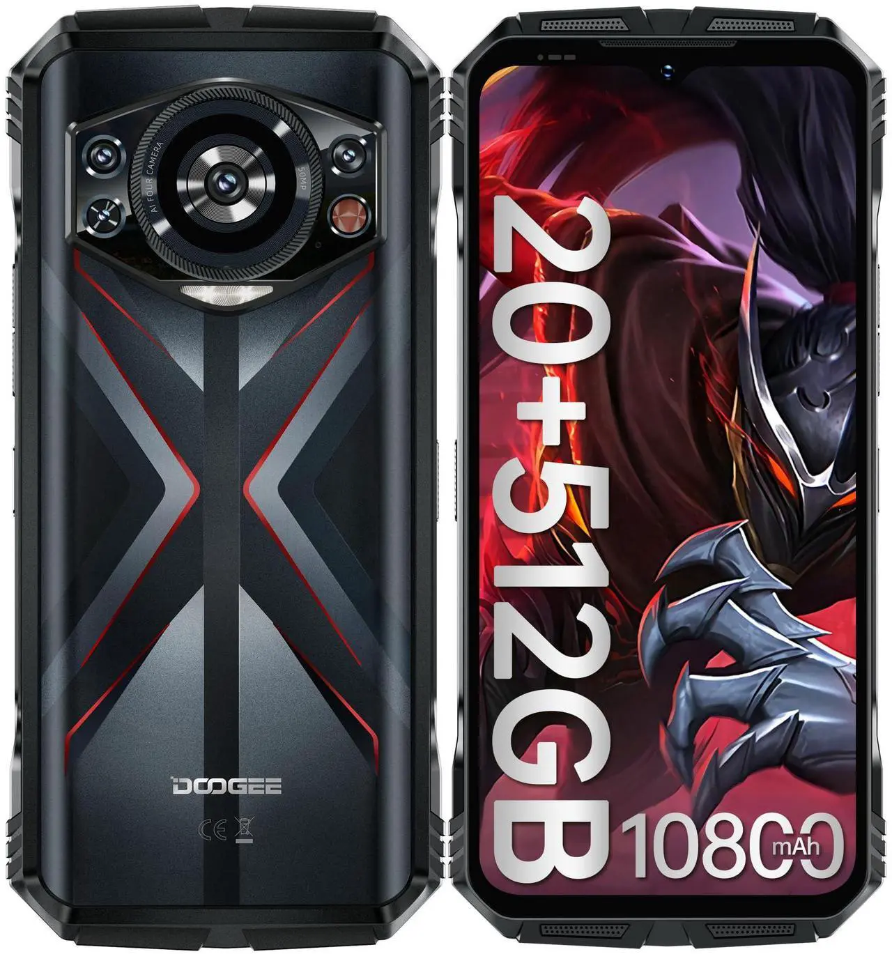 Main image of DOOGEE S118 Rugged Phone Unlocked 2024-Android 14 Rugged Smartphone, Helio G99 20GB RAM+512GB ROM, 6.58" FHD+120HZ, 10800mAh Battery-33W Cell Phones, 50MP Camera Waterproof Phone/4G Dual SIM/NFC/OTG