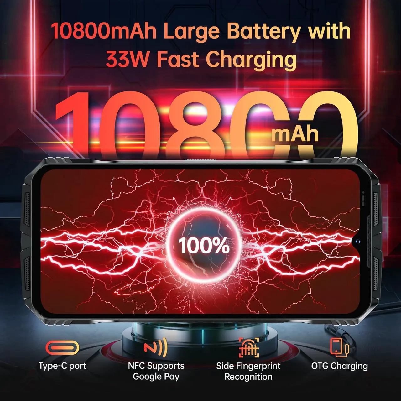 Alt view image 4 of 6 - DOOGEE S118 Rugged Phone Unlocked 2024-Android 14 Rugged Smartphone, Helio G99 20GB RAM+512GB ROM, 6.58" FHD+120HZ, 10800mAh Battery-33W Cell Phones, 50MP Camera Waterproof Phone/4G Dual SIM/NFC/OTG