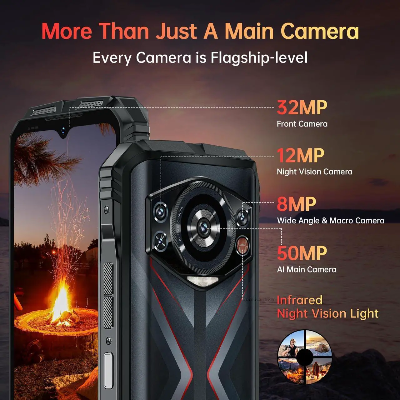 Alt view image 5 of 6 - DOOGEE S118 Rugged Phone Unlocked 2024-Android 14 Rugged Smartphone, Helio G99 20GB RAM+512GB ROM, 6.58" FHD+120HZ, 10800mAh Battery-33W Cell Phones, 50MP Camera Waterproof Phone/4G Dual SIM/NFC/OTG