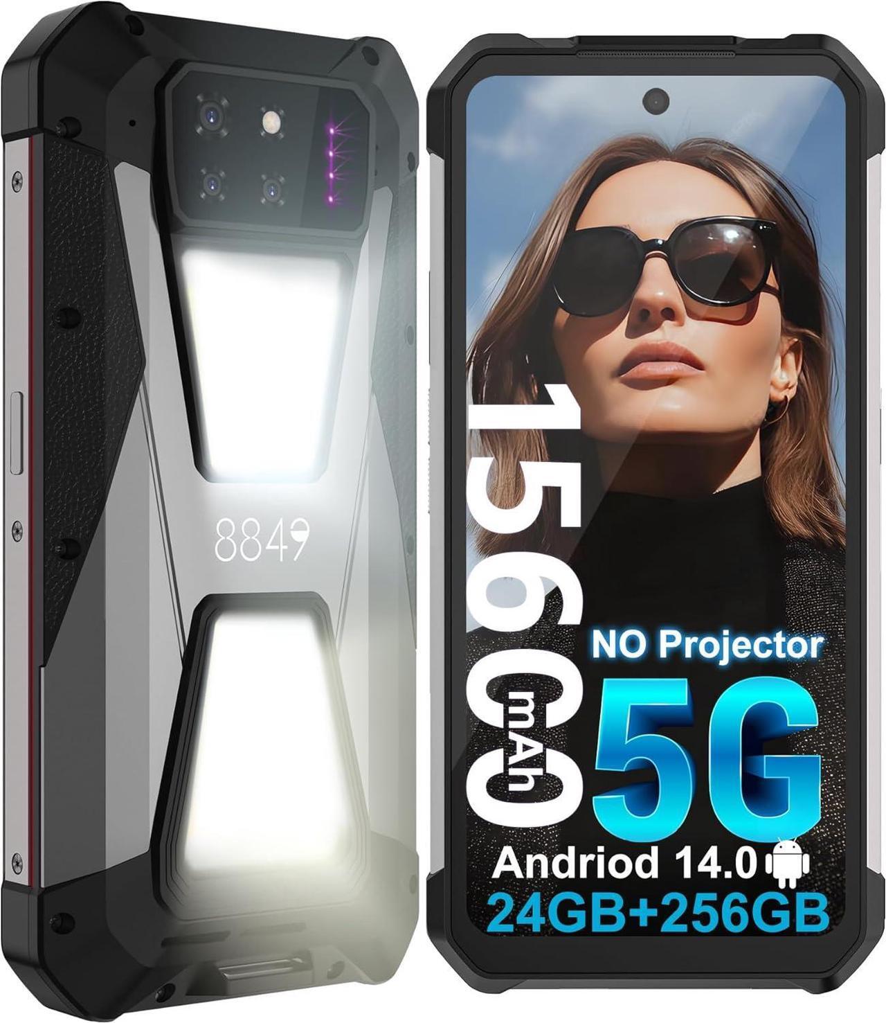Main image of 8849 Shark Rugged Smartphone, Android 14 5G Mobile Phones Unlocked with Camping Light, 24GB RAM+256GB ROM, 6.79" Waterproof Rugged Cell Phone 15600mAh Battery, 64MP Night Vision/1TB Expand/OTG/GPS