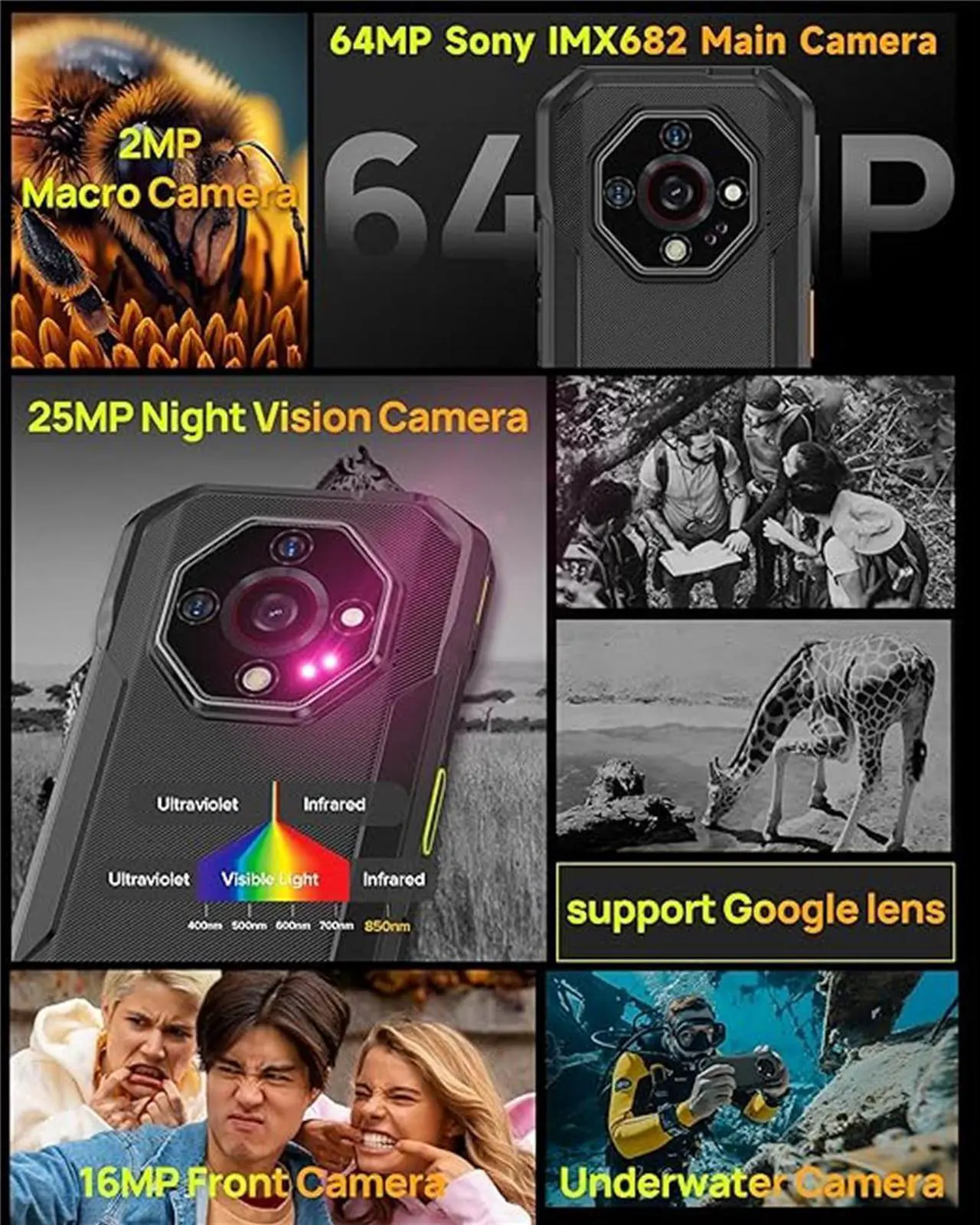 Alt view image 2 of 7 - Ulefone Armor X32 Pro 5G Rugged Phone, MTK Dimensity 6300, 16+256GB, Android 14, Widevine L1, 64MP/25MP Night Vision, Dedicated Glare Flashlight, 5G WiFi Hotspot, 5.65 90Hz, 5500mAh, NFC/GPS Green