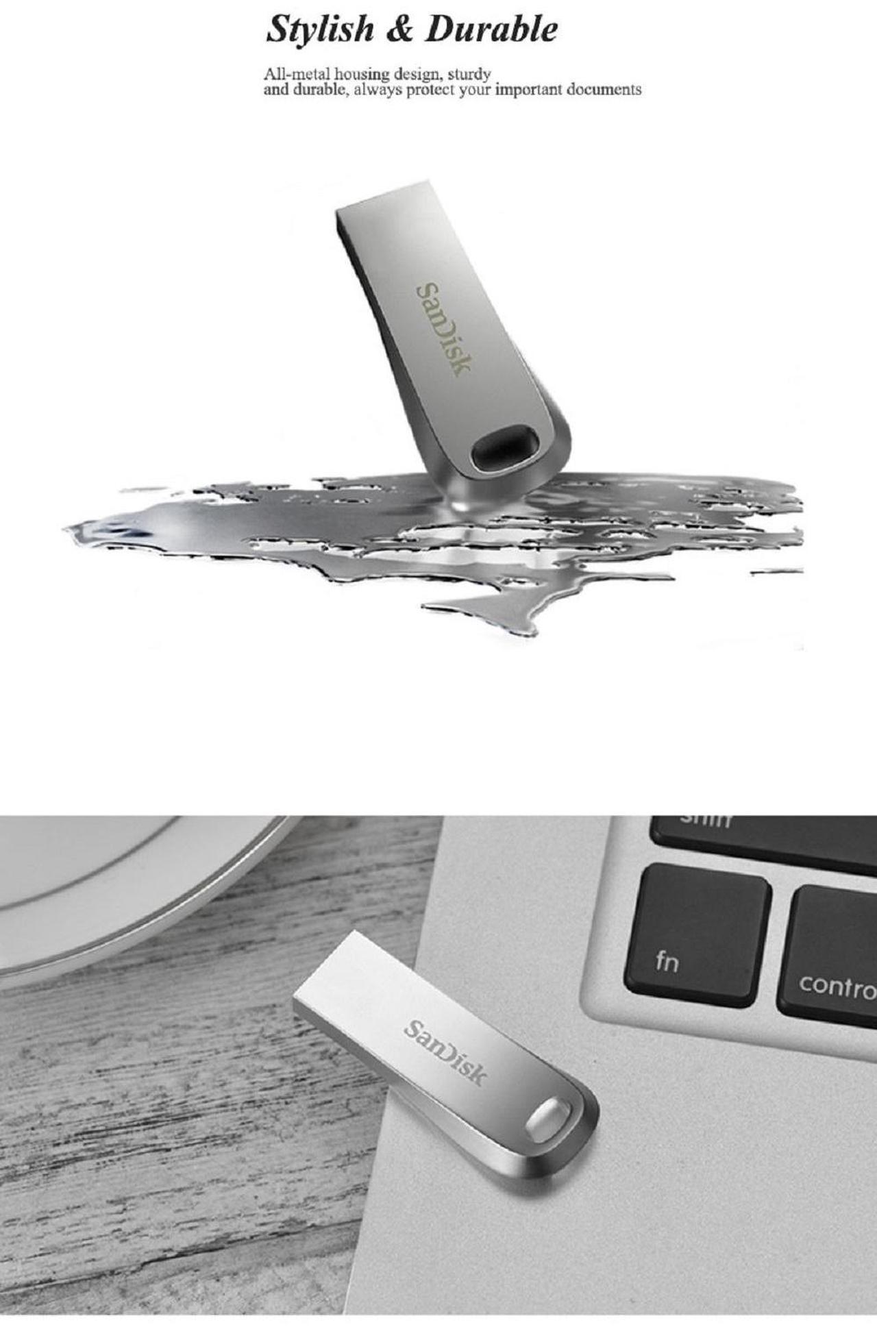 Alt view image 4 of 7 - SanDisk 128GB Ultra Luxe USB 3.2 Gen 1 Flash Drive, Speed Up to 400MB/s (SDCZ74-128G) 128GB