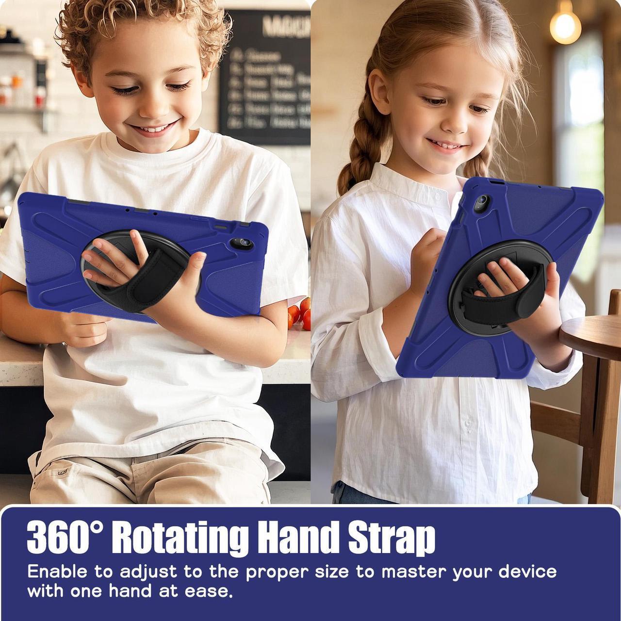 Alt view image 4 of 7 - WERLEO Case for Samsung Galaxy Tab S10 FE Plus 13.1 inch 2025 SM-X620/X626B/X626, Shockproof Protective Cover with Screen Protector, Stand, Hand/Shoulder Strap Pen Holder,Stylus Pen Navy Blue