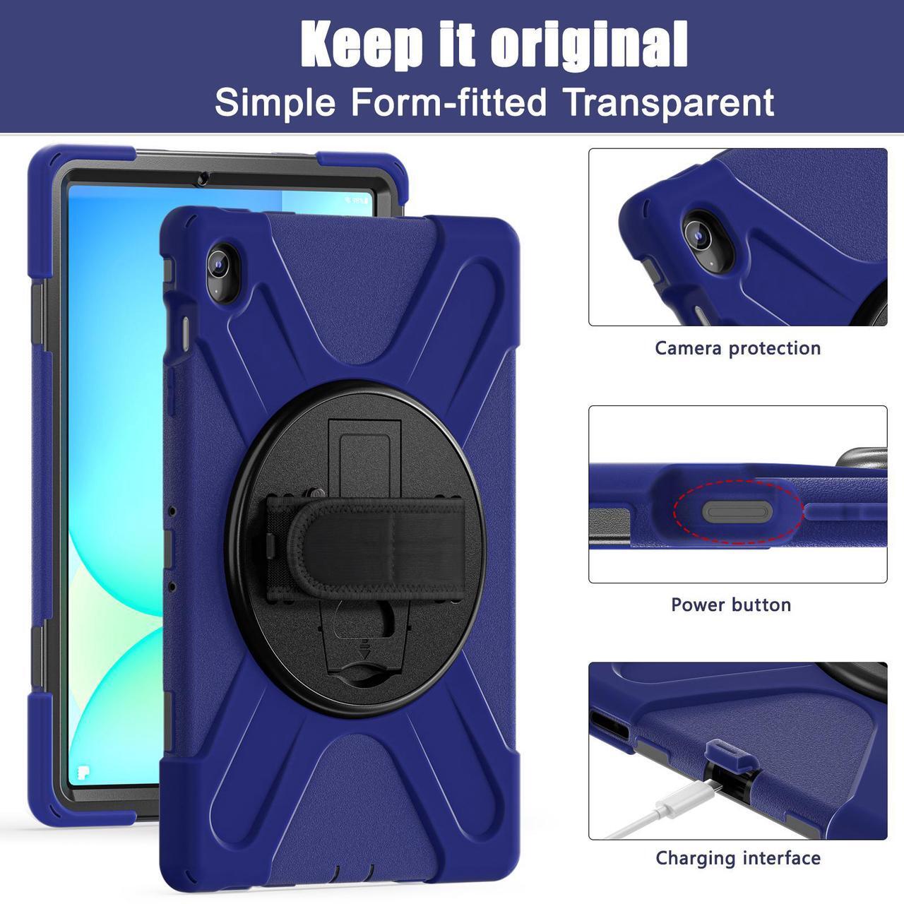 Alt view image 7 of 7 - WERLEO Case for Samsung Galaxy Tab S10 FE Plus 13.1 inch 2025 SM-X620/X626B/X626, Shockproof Protective Cover with Screen Protector, Stand, Hand/Shoulder Strap Pen Holder,Stylus Pen Navy Blue