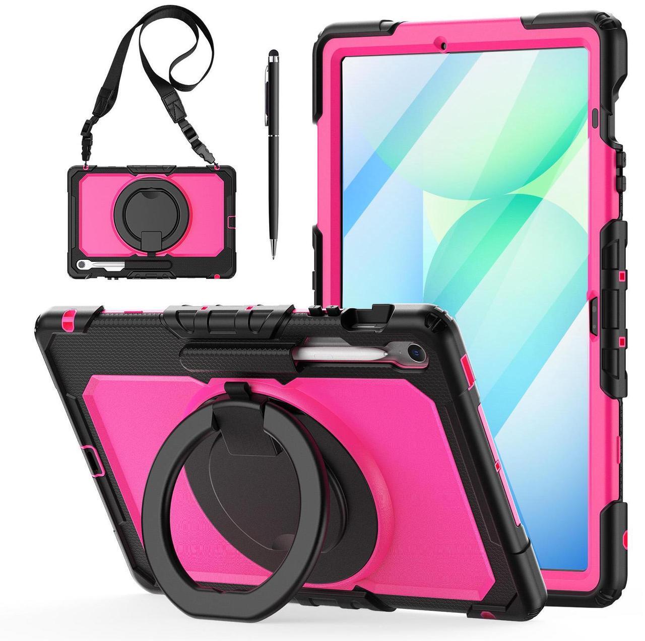 Main image of WERLEO Case for Samsung Galaxy Tab S10 FE Plus 13.1 inch 2025 SM-X620/X626B/X626 with Screen Protector Pen Holder Stand Hand Strap Shoulder Strap | Heavy Duty Shockproof Cover Rose Red