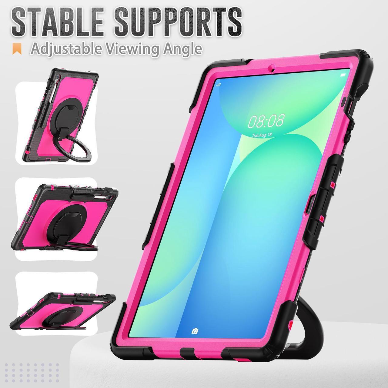 Alt view image 3 of 7 - WERLEO Case for Samsung Galaxy Tab S10 FE Plus 13.1 inch 2025 SM-X620/X626B/X626 with Screen Protector Pen Holder Stand Hand Strap Shoulder Strap | Heavy Duty Shockproof Cover Rose Red