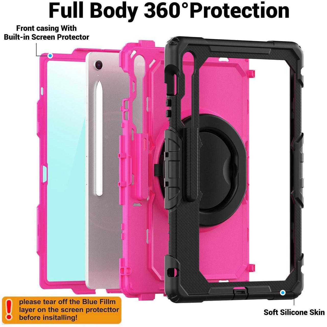 Alt view image 6 of 7 - WERLEO Case for Samsung Galaxy Tab S10 FE Plus 13.1 inch 2025 SM-X620/X626B/X626 with Screen Protector Pen Holder Stand Hand Strap Shoulder Strap | Heavy Duty Shockproof Cover Rose Red