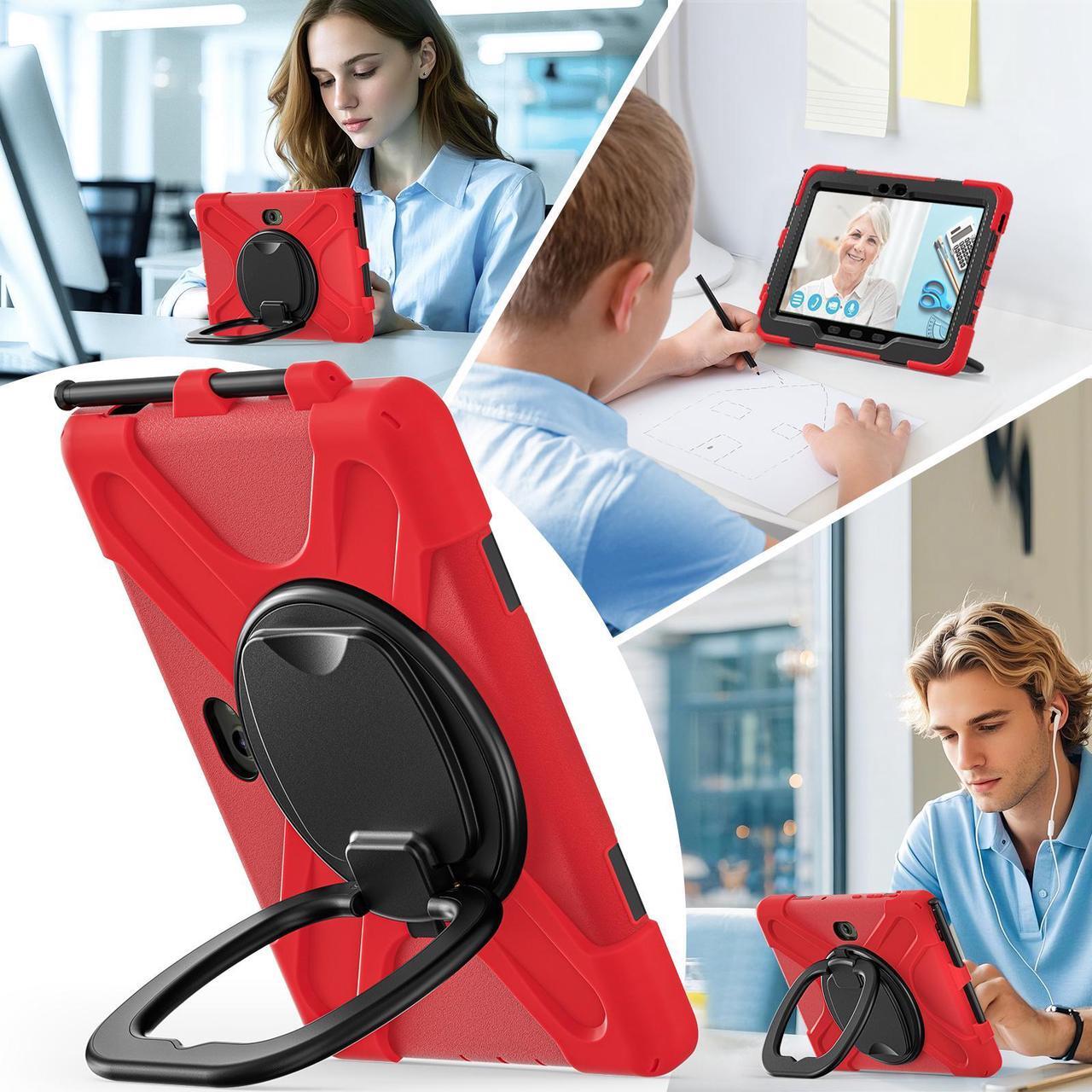 Alt view image 4 of 7 - WERLEO Case for Samsung Galaxy Tab Active 5 Pro 2025 / Active 4 Pro 2022 / Active Pro 2019 10.1" Shockproof Cover with Screen Protector Pencil Holder Stand Shoulder Strap Stylus Pen Red