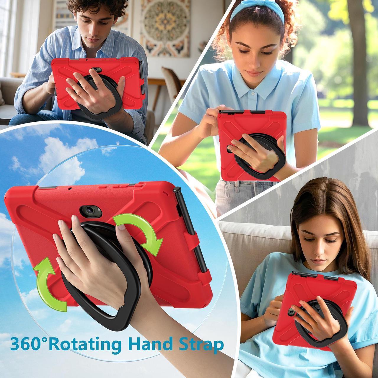 Alt view image 3 of 7 - WERLEO Case for Samsung Galaxy Tab Active 5 Pro 2025 / Active 4 Pro 2022 / Active Pro 2019 10.1" Shockproof Cover with Screen Protector Pencil Holder Stand Shoulder Strap Stylus Pen Red