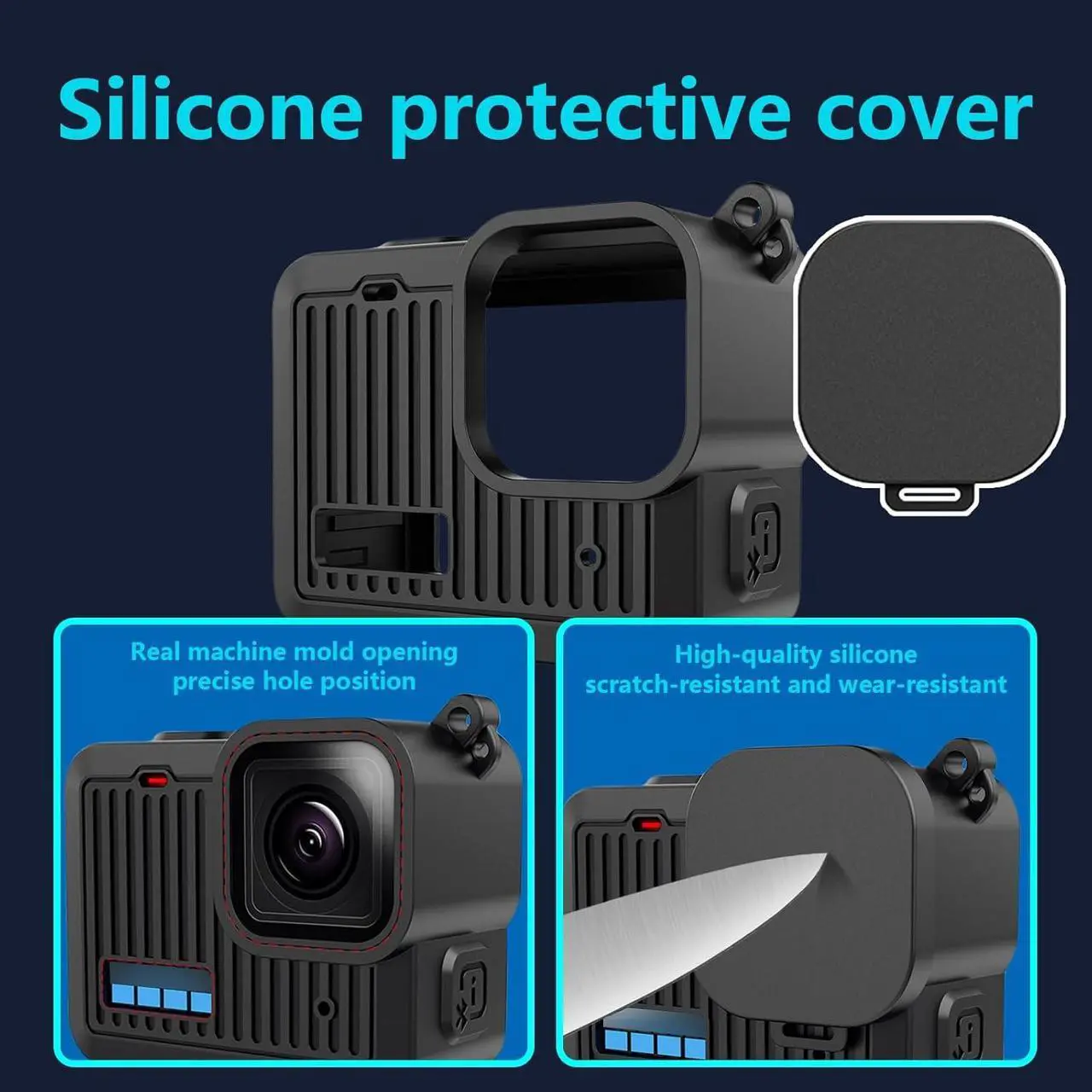 Alt view image 5 of 7 - WERLEO Silicone Case for GoPro Hero 4K - Protective Sleeve with Battery Cover, Screen Protectors, Lens Caps & Mount Kit Flexible Adhesive Helmet Sticky Mounts for GoPro Hero 4K Accessories