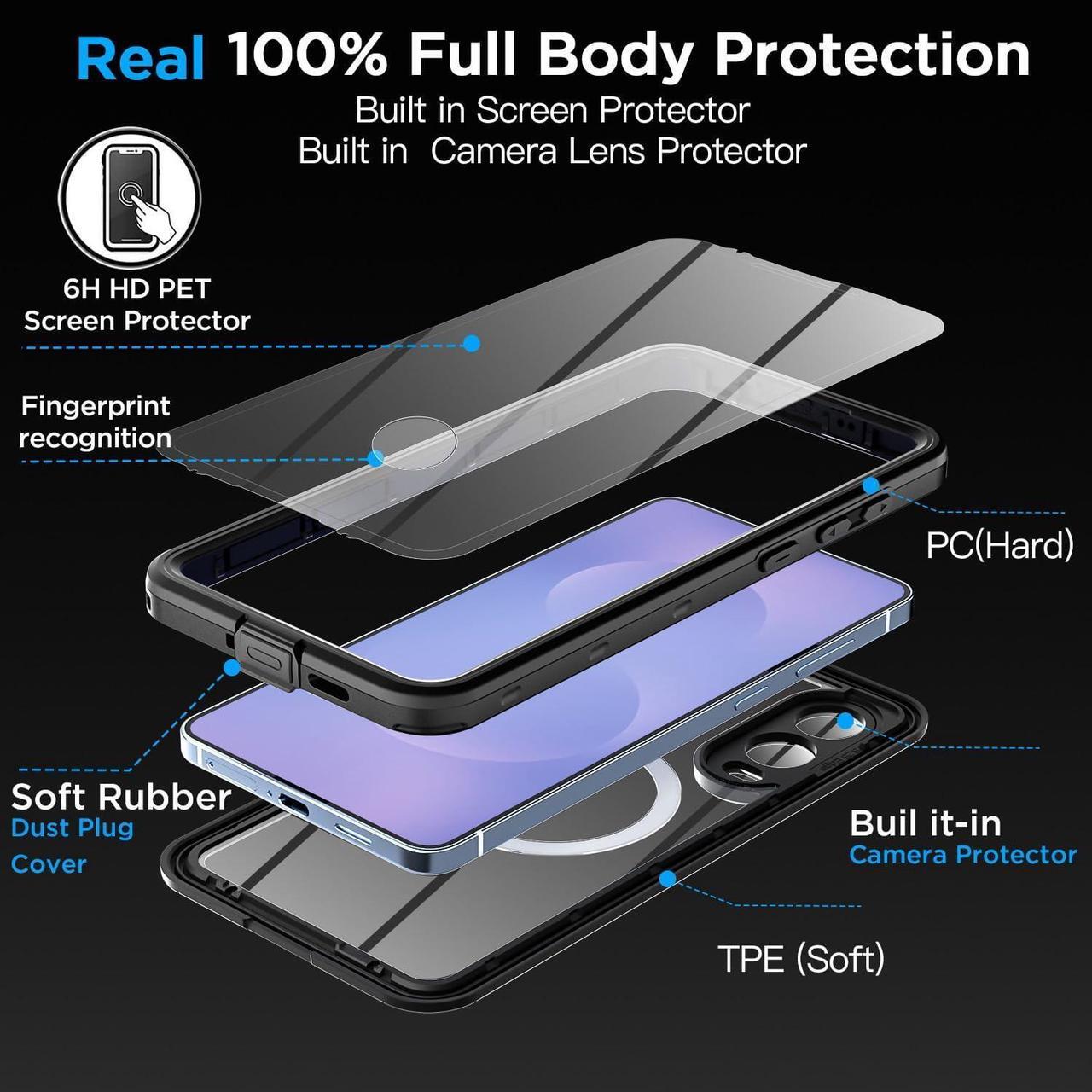 Alt view image 5 of 7 - WERLEO for Samsung Galaxy S25 Edge 6.7 inch Case Waterproof, Clear Water Proof Shockproof Snowproof Dustproof Full Body Rugged Transparent Underwater Phone Case with Lanyard Built-in Screen Protector