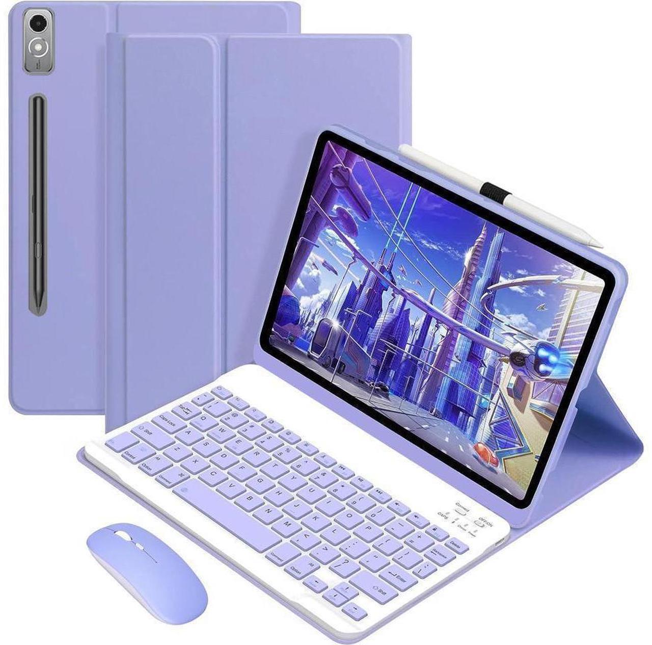 Main image of WERLEO Bluetooth Keyboard Case with Mouse for Lenovo Tab P12 12.7 inch 2024 2023 TB370FU TB371FC Protective Cover with Wireless Mouse / Keyboard Purple