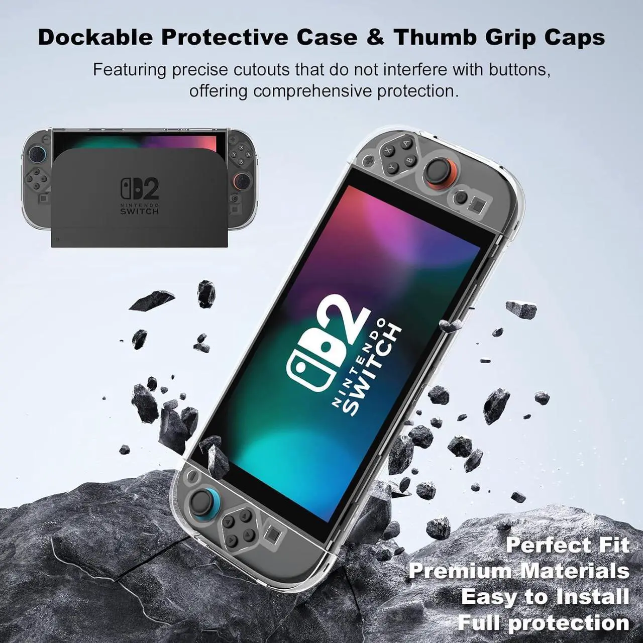 Alt view image 5 of 6 - WERLEO Accessories Bundle for Nintendo Switch 2 (2025), Gift Kit with Carrying Case, Dockable Protective Cover, HD Screen Protector, Silicone Anti-Slip Joy-Con Skins & More for Switch New Gen 2025
