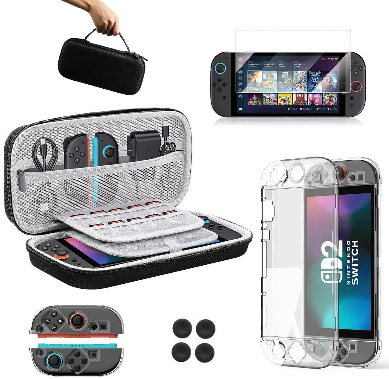 Main image of WERLEO Accessories Bundle for Nintendo Switch 2 (2025), Gift Kit with Carrying Case, Dockable Protective Cover, HD Screen Protector, Silicone Anti-Slip Joy-Con Skins & More for Switch New Gen 2025