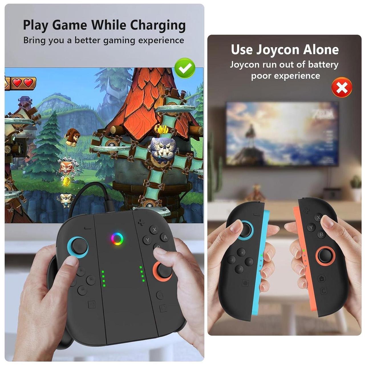 Alt view image 6 of 7 - WERLEO Joycon Charger Grip for Nintendo Switch 2 Accessories, Switch 2 Joy Con Controller Comfort Charging Grips with LED Indicator,Play While Charging