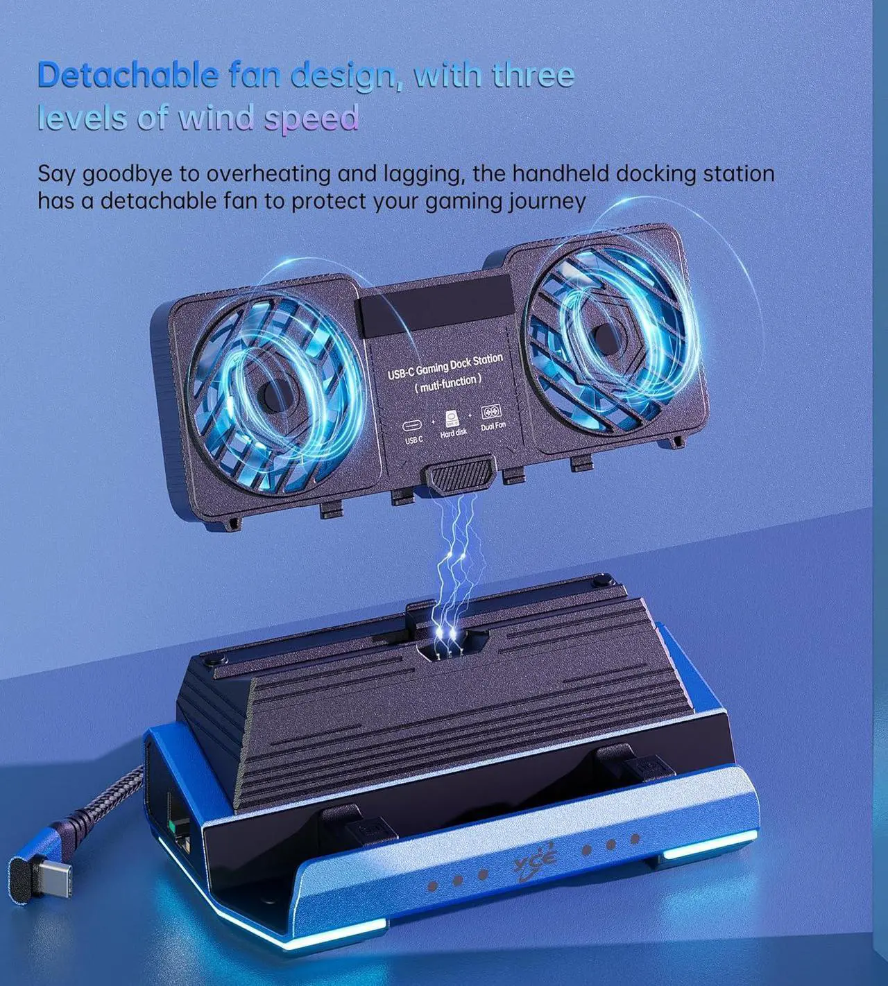 Alt view image 2 of 6 - WERLEO Steam Deck OLED & ROG Ally X & Legion GO - 10-in-1 Docking Station Dismantling Dual Cool Fans Steam, 4K@60Hz, 4 USB Ports, 100W PD Charging, Gigabit Ethernet Fit for Steam Deck