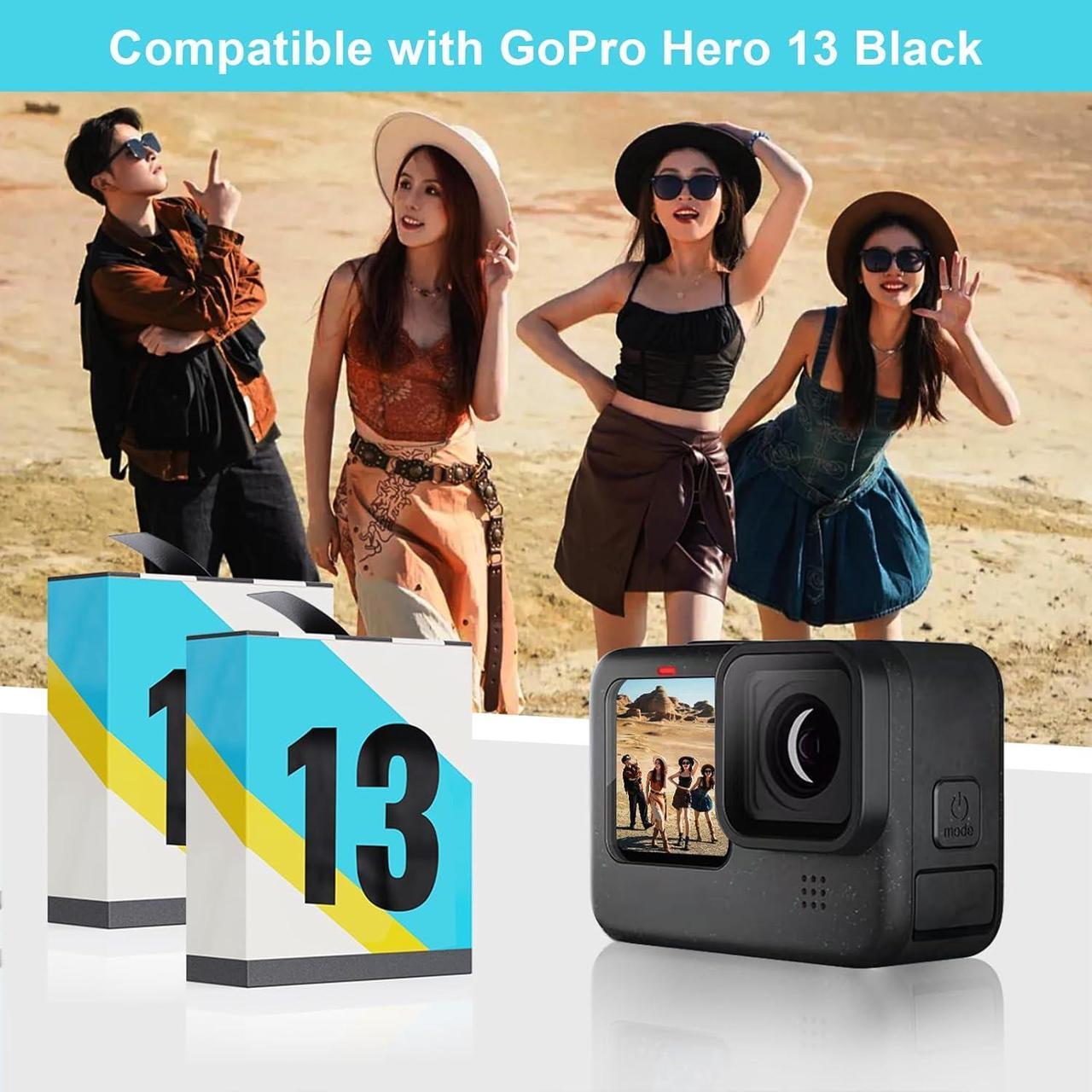 Alt view image 7 of 7 - WERLEO Battery Charger for Hero 13 Black, 3-Pack 2200mAh Battery USB Storage 3-Channel Fast Charger Fully Compatible with GoPro Hero 13 Black Official with Micro SD Card Slot