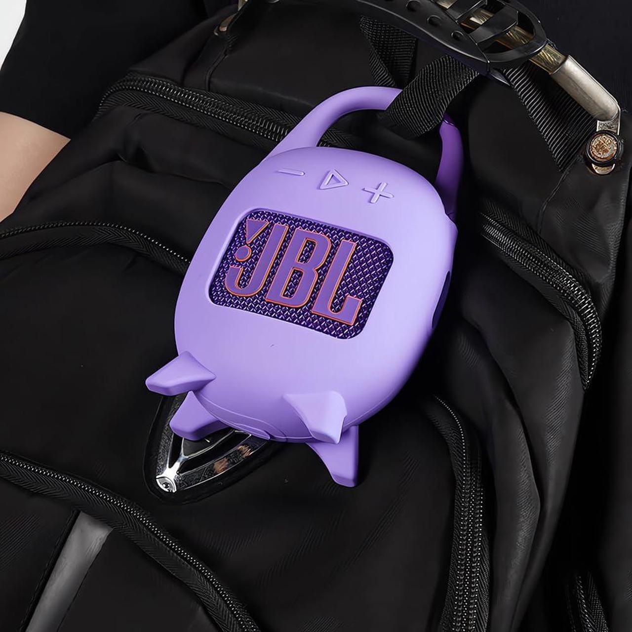 Alt view image 6 of 6 - WERLEO Silicone Cover Case Set Compatible with JBL Clip 5 Portable Speaker, with Microfiber Cleaning Cloth and 2-in-1 Soft Skin for JBL Clip 5 Accessories Speaker Stand Up Holder Purple