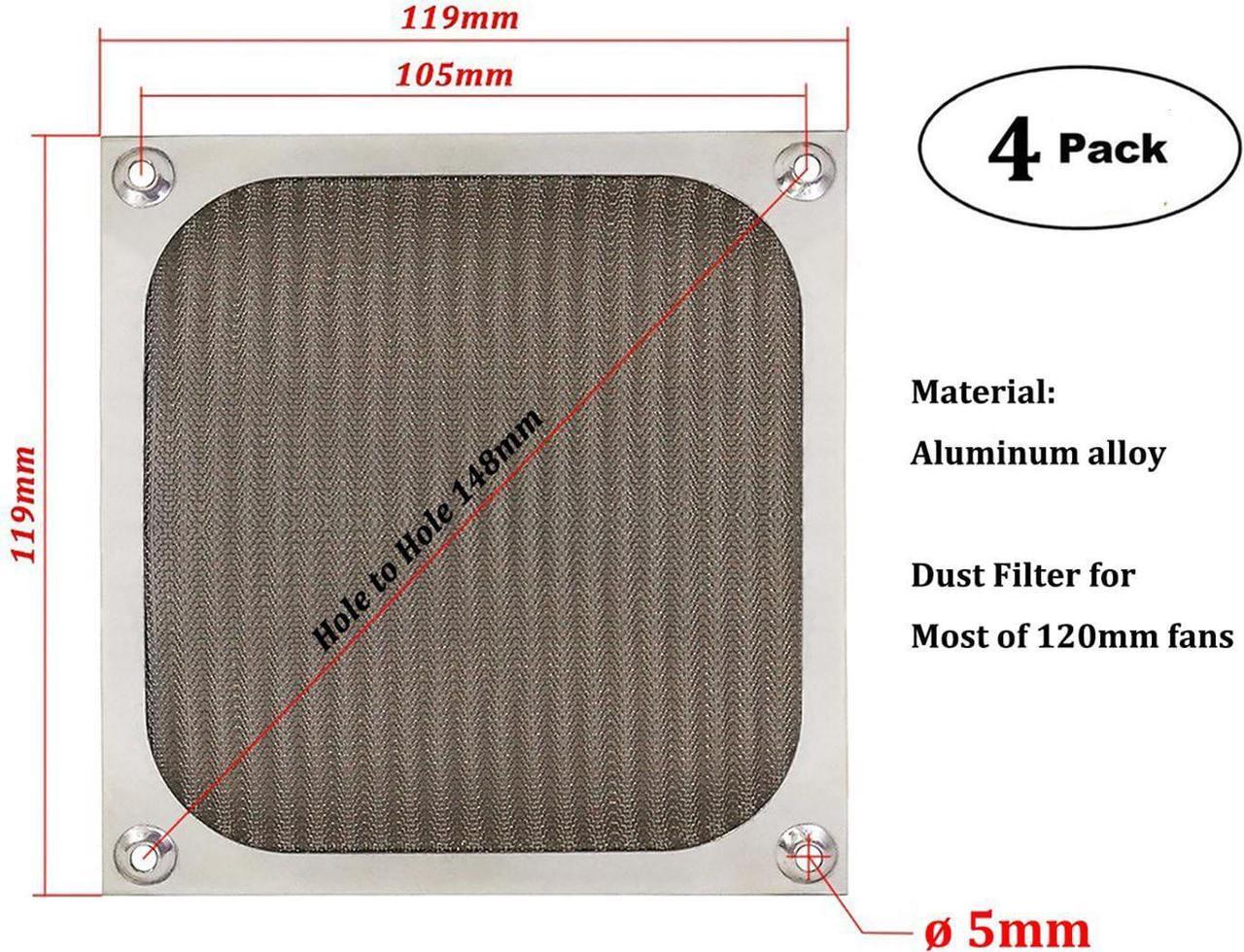 Alt view image 2 of 7 - WERLEO 120mm Computer Fan Filter Grills with Screws, Ultra Fine Aluminum Mesh - 4 Pack Silver