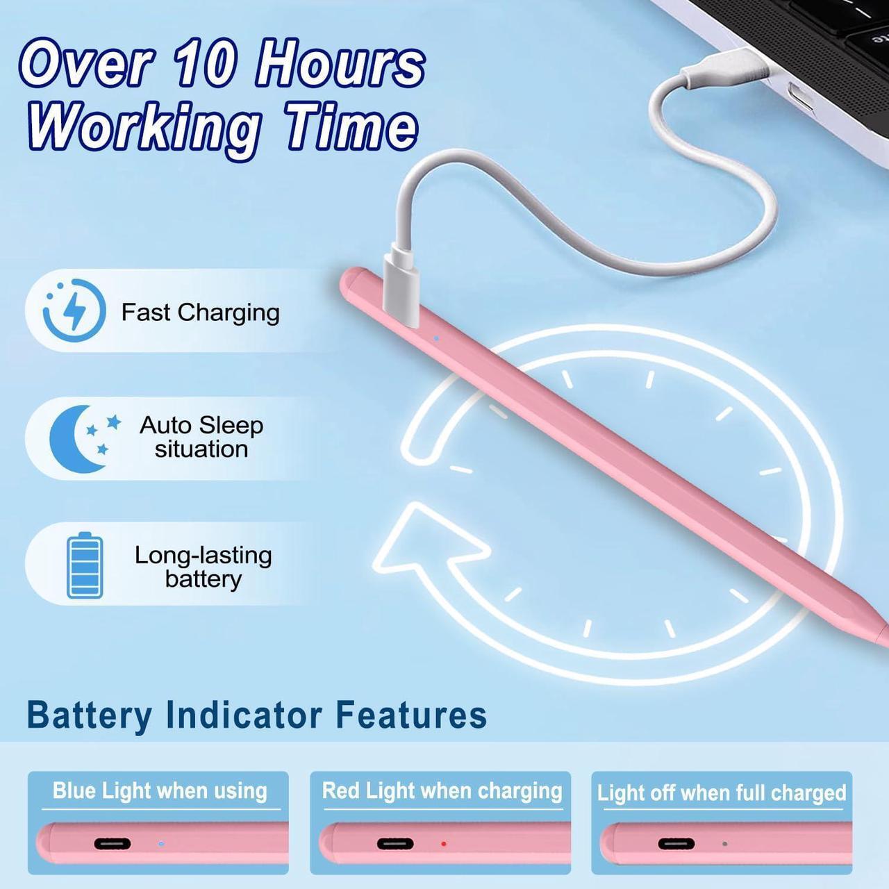 Alt view image 2 of 7 - WERLEO Stylus Pen for iPad, Fast Charge for iPad Pencil Apple Pen with Palm Rejection Tilt Sensitivity - Pen for iPad 10/9/8/7/6, iPad Pro 12.9"/11"/13" M4, iPad Mini 6/5, iPad Air 5/4/3/11"-13" M2