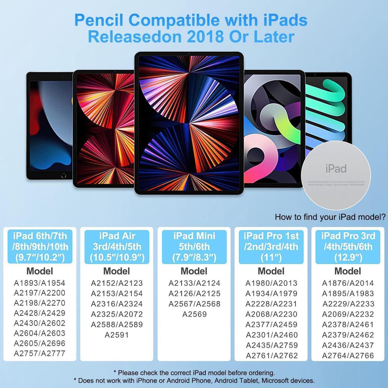 Alt view image 7 of 7 - WERLEO Stylus Pen for iPad, Fast Charge for iPad Pencil Apple Pen with Palm Rejection Tilt Sensitivity - Pen for iPad 10/9/8/7/6, iPad Pro 12.9"/11"/13" M4, iPad Mini 6/5, iPad Air 5/4/3/11"-13" M2