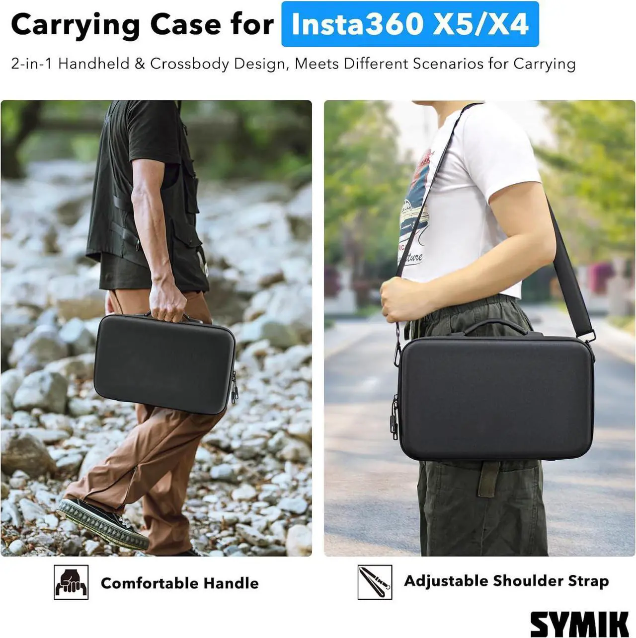 Alt view image 2 of 7 - WERLEO Carrying Case for Insta360 X4 X5, Anti-water Splash, Anti-shock Compact Travel Bag w/Shoulder Strap, Handy Handle & Pocket, Protective Storage Nylon Case for Insta 360 X5 X4 Accessories