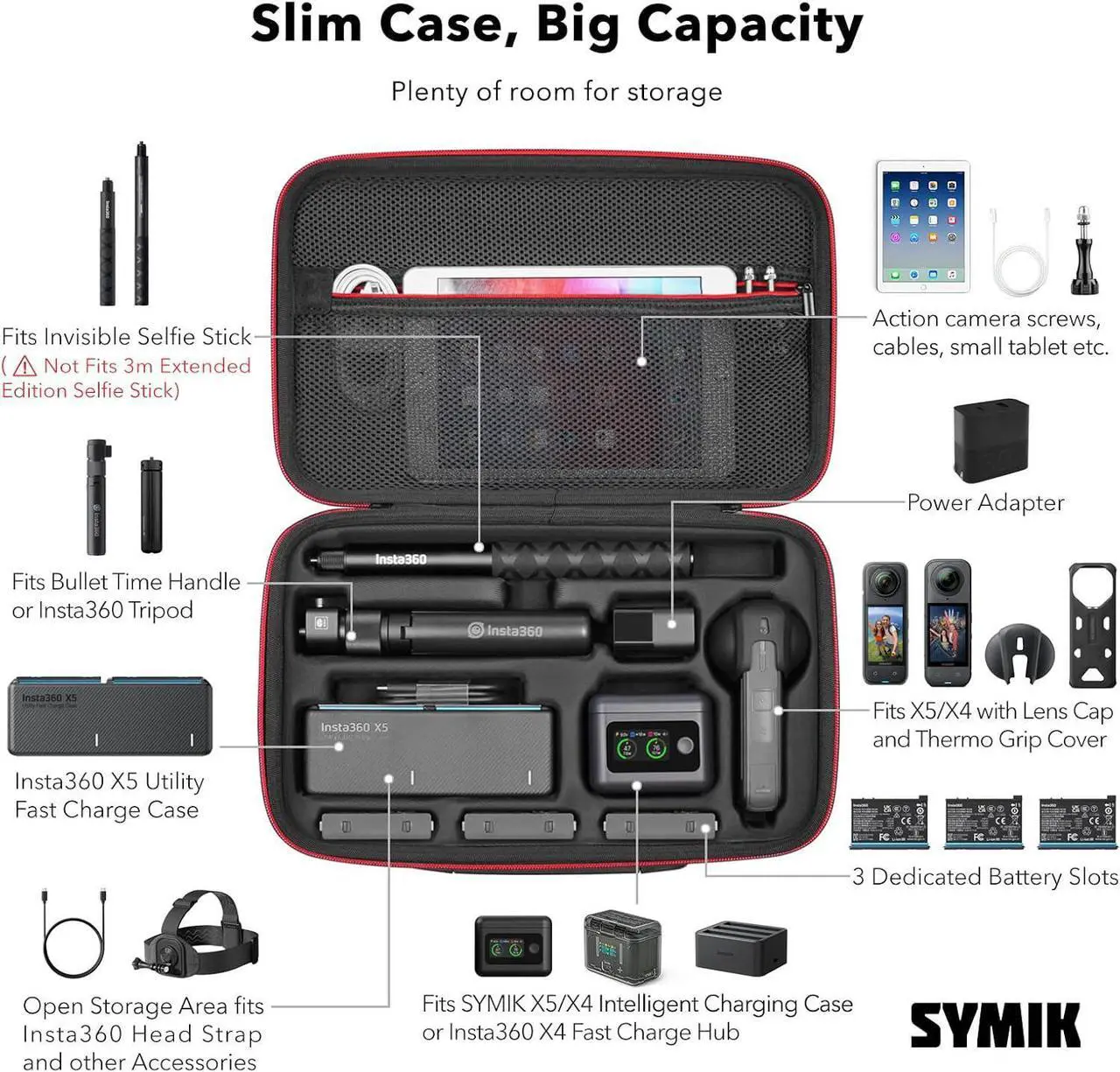Alt view image 3 of 7 - WERLEO Carrying Case for Insta360 X4 X5, Anti-water Splash, Anti-shock Compact Travel Bag w/Shoulder Strap, Handy Handle & Pocket, Protective Storage Nylon Case for Insta 360 X5 X4 Accessories