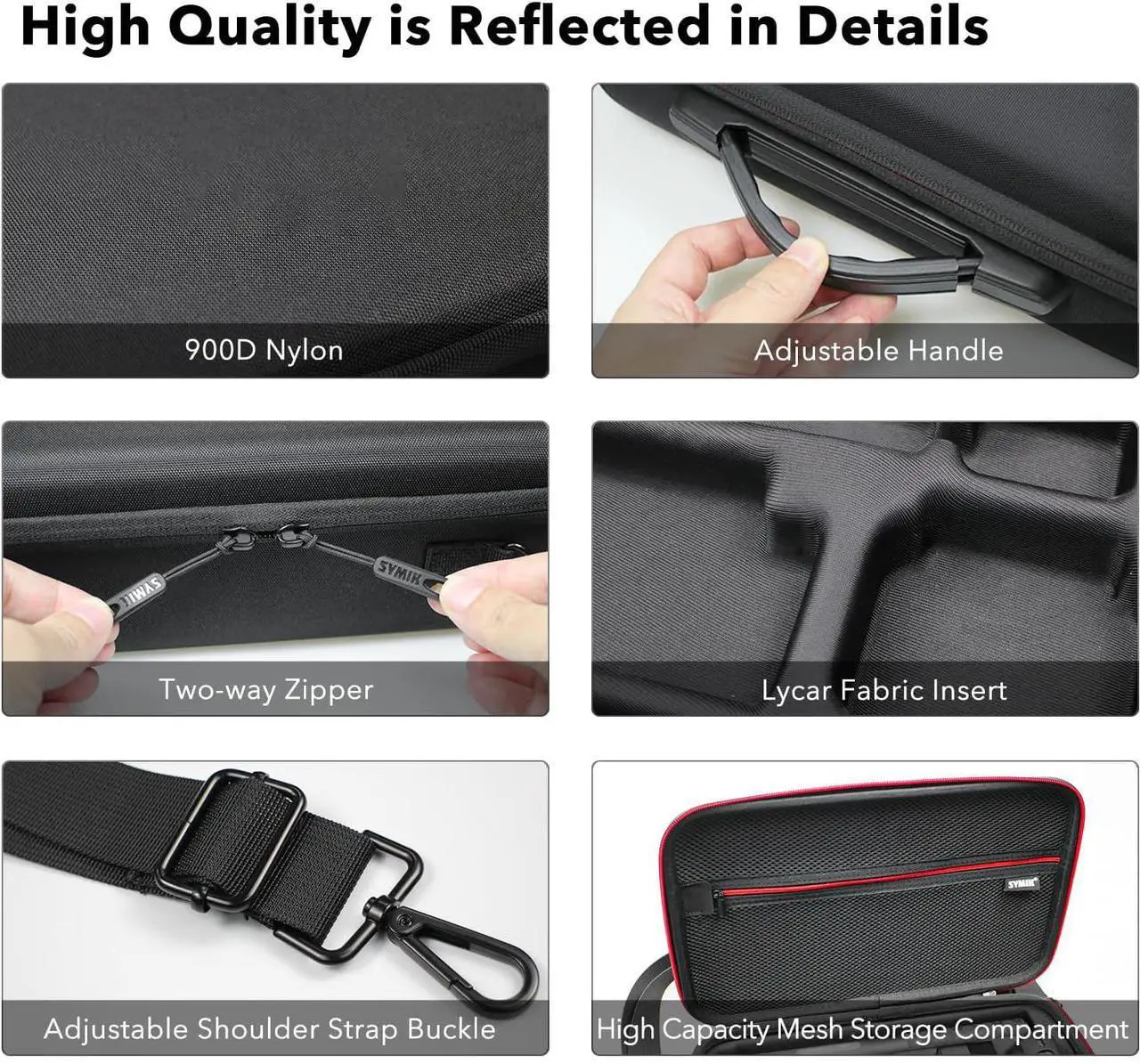 Alt view image 4 of 7 - WERLEO Carrying Case for Insta360 X4 X5, Anti-water Splash, Anti-shock Compact Travel Bag w/Shoulder Strap, Handy Handle & Pocket, Protective Storage Nylon Case for Insta 360 X5 X4 Accessories
