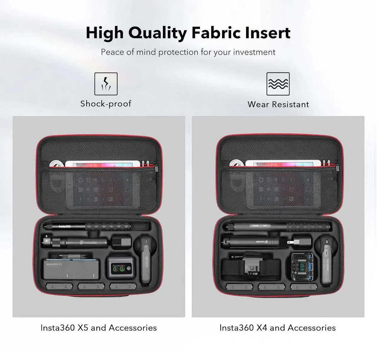 Alt view image 7 of 7 - WERLEO Carrying Case for Insta360 X4 X5, Anti-water Splash, Anti-shock Compact Travel Bag w/Shoulder Strap, Handy Handle & Pocket, Protective Storage Nylon Case for Insta 360 X5 X4 Accessories