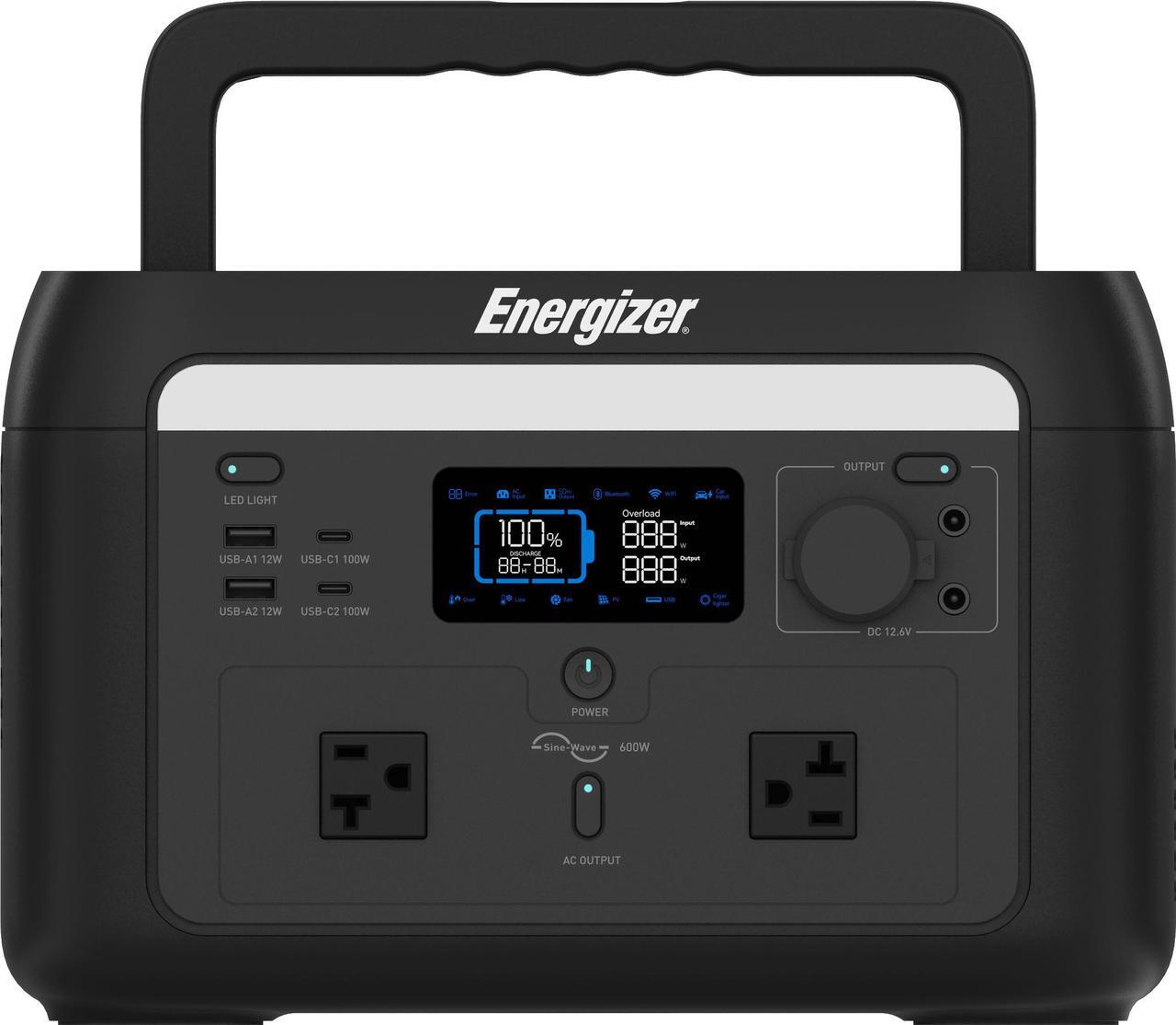 Alt view image 2 of 6 - Energizer Solar Peak 600 Portable Power Station, 512Wh LiFePO4 Battery, Solar Rechargeable, for Outdoor, Camping, Emergency